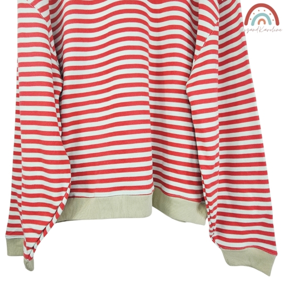 New! FP We The Free Classic Striped Oversized Crewneck in Cherry Combo - Picture 9 of 12